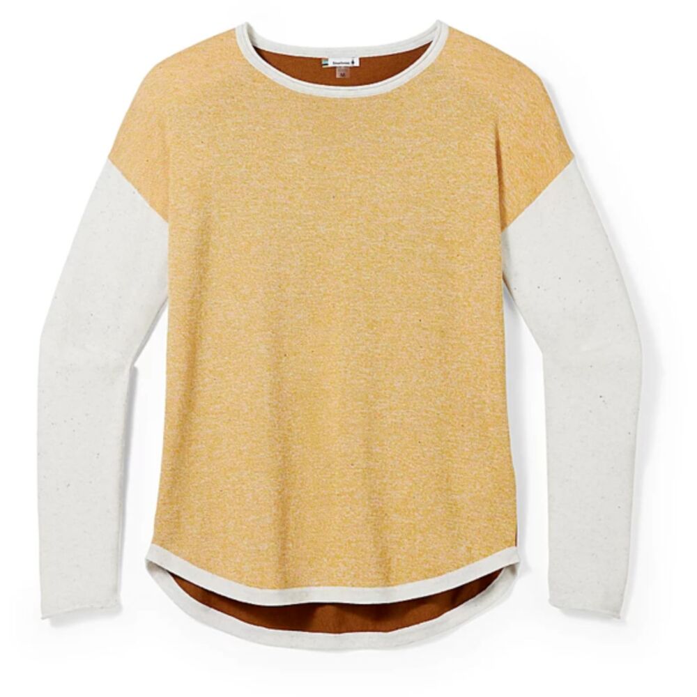 Smartwool Women's Small Crew Neck Sweater Colorblock Gold Brown Wool Blend GUC